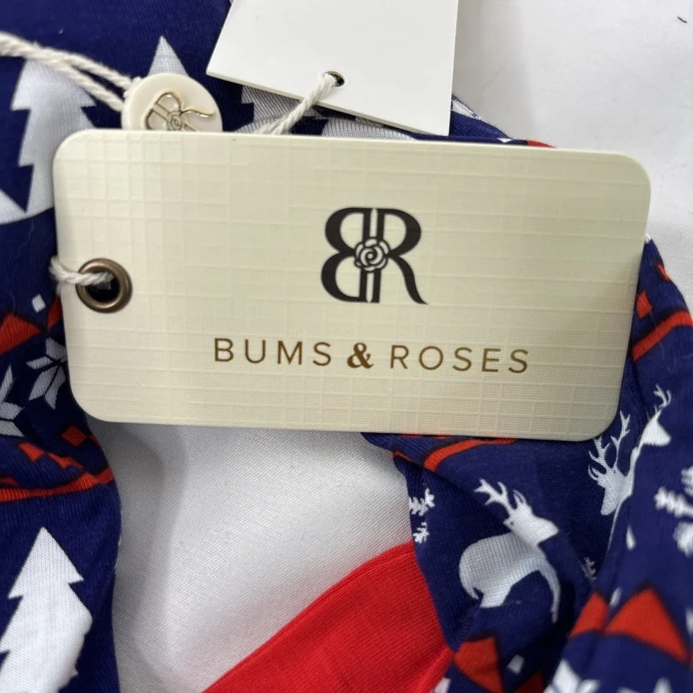 Bums‎ And Roses Footed Sleeper Pajamas Bamboo PJs 6-9 Months Winter Scene